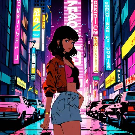 Lost in the neon glow of a cyber city's night, she finds herself amidst the endless hustle. Follow @visualized_ai for more ✨ #cyberpunk #neonlights #animestyle #digitalart #urbanart #citynights #futuristic #vaporwave #nightlife #artisticvibes Neon Tokyo Aesthetic, Vtuber Moodboard, Neon Futuristic, Futuristic Anime, Tokyo Aesthetic, Neon Cyberpunk, Soul Eater Manga, Purple Sage, Neon Noir