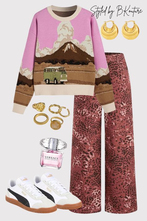 Cold Weather Outfit 2024 | Christmas Outfit Aesthetic | Pink sweater Outfit 2024 Pink Sweater Outfit, Christmas Outfit Aesthetic, Versace Bright Crystal, Cold Weather Outfit, Preppy Sweater, Sweater Tops, Graphic Sweaters, Sweater Outfit, Cold Weather Outfits