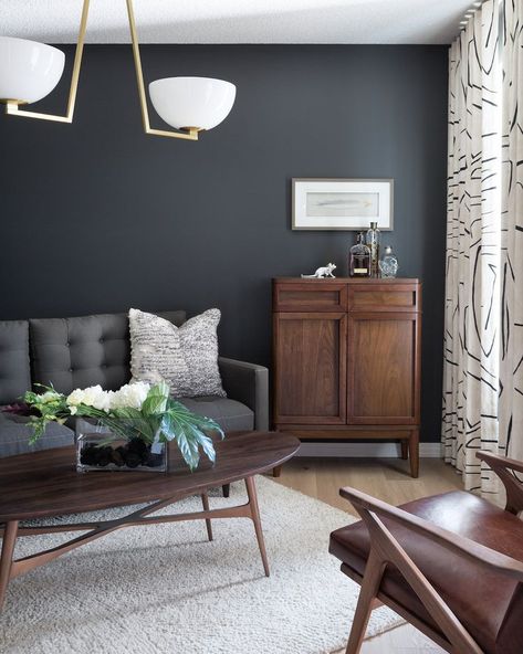 This is How to Choose the Right Paint Finish for Your Space Every Time Curtains For Grey Walls, Dark Grey Walls, Cleaning Painted Walls, Dark Curtains, Interior Design Images, Gray Walls, Pink Curtains, Grey Paint Colors, Chic Interior