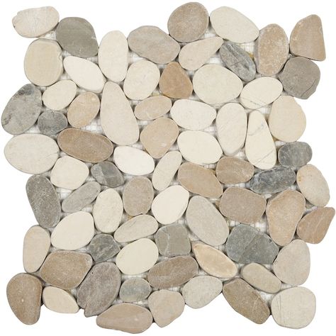 River Rock Floor, Stone Mosaic Floor, Pebble Wall, Pebble Mosaic Tile, Stone Mosaic Wall, Stone Backsplash Kitchen, Natural Stone Mosaic, Pebble Floor, Interlocking Tile