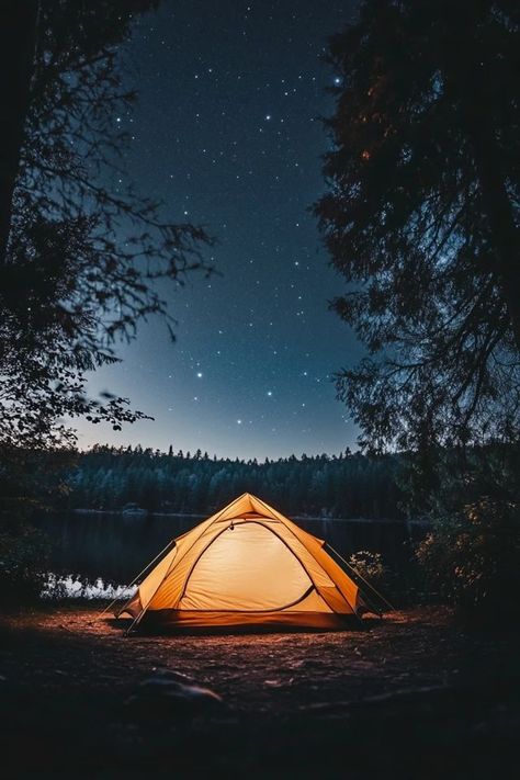 "🏕️✨ Experience the magic of tent camping under a starlit sky! Enjoy cozy nights by the campfire and breathtaking views of the cosmos. 🌌🔥 #TentCamping #UnderTheStars #OutdoorAdventure" Tent At Night, Aesthetic Camping, Camping Ground, Camping Under The Stars, Night Camping, Starlit Sky, Camping Aesthetic, Branding Inspo, Southern Cross