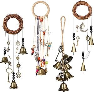 Energy Witchcraft, Protection Witchcraft, Bell Wind Chimes, Witch Bells, Garden Boho, Mather Day, Hanging Witch, Wiccan Decor, Doorknob Hangers