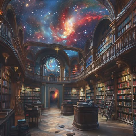 cosmic library filled with a few reminders of home, and many tokens found among the unknown Dreamscape Library, Starry Library, Endless Library, Cosmic Library, Starfield Library, Magic Library, Magic Library Aesthetic, Fantasy Library, Endless Library Fantasy Art