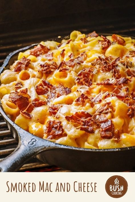 Mac N Cheese Recipe With Meat, Smoked Mac And Cheese Traeger, Smoked Pasta Recipes, Smoked Bacon Mac And Cheese, Smoked Mac And Cheese With Bacon, Sides For Smoked Meat, Smoker Mac And Cheese Recipe, Smoked Recipes Smokers, Smoker Sides Dishes