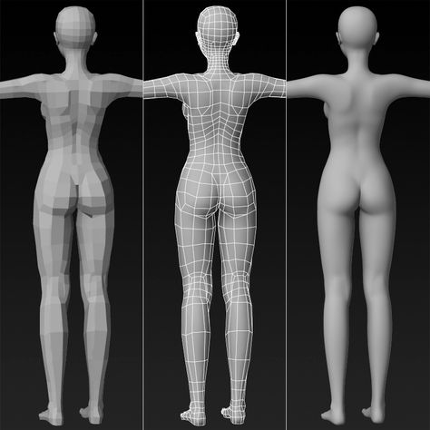 Body Modeling, Base Mesh Female, 3d Modeling, Base Mesh 3d, Female Topology, Blender Character Modeling, Modelling Tips, Female Base, Maya Modeling