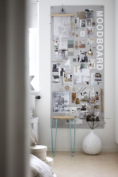 Create an inspiration or moodboard to guide you in your decor project Inspiration Board Office, Mood Board Interior, Smart Tiles, Making A Vision Board, Interior Design Mood Board, Design Del Prodotto, Diy Interior, Mood Board Design, Office Walls