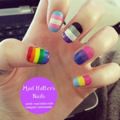 Flag Nails, Pride Makeup, Lgbt Love, Non Binary, Rainbow Nails, My Nails, Purple Glitter, Lgbt Pride, Perfect Nails