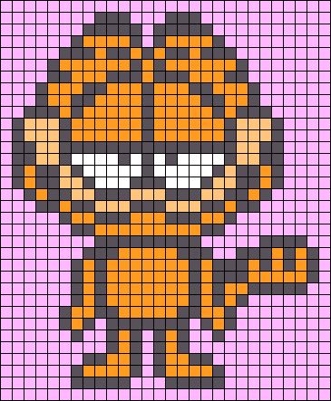 Garfield Perler Bead Patterns, Garfield Alpha Pattern, Garfield Perler Beads, Garfield Pixel Art, Melted Bead Crafts, Graph Crochet, Perler Crafts, Diy Perler Bead Crafts, Pixel Art Grid