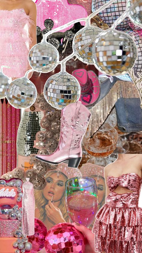 Disco Cowgirl Mood Board, Cowgirl Mood Board, Disco Rodeo Party, Disco Rodeo, Cowgirl Disco, Disco Cowgirl, Boot Bling, 25th Birthday, Rodeo