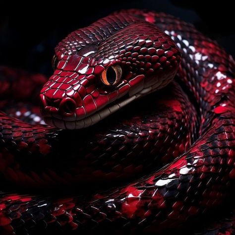 Red And Black Snake, Black N Red, Red Snake, Fantasy Animals, Snake Art, Gold Snake, Red And Gold, Eras Tour, Cute Animals