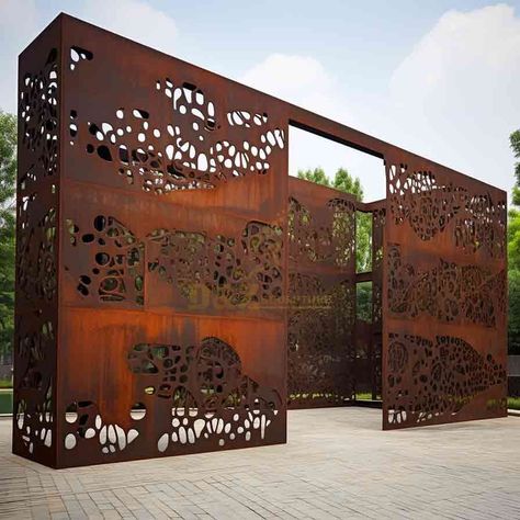 corten steel garden screens,corten steel screens,decorative corten steel screens,corten steel laser cut screens,corten steel privacy screens,corten steel sculpture,corten steel garden sculpture,corten steel sculptures for sale Garden Screening, Decorative Screens, Z Arts, Lasercut Design, Corten Steel, Privacy Screen, Sculpture Art, Sculpture, Canning