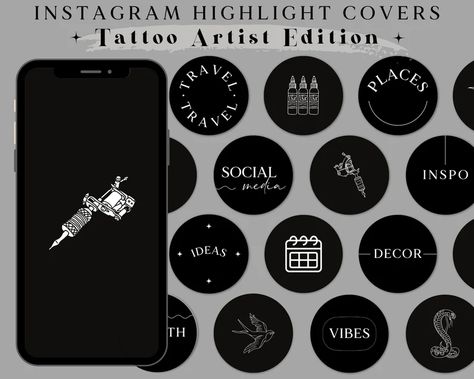 Instagram Highlight Covers Tattoo Artist Covers for - Etsy Canada Tattoo Artist Highlight Cover, Instagram Highlight Icons Tattoo, Tattoo Instagram Highlight Cover, Tattoo Icon Instagram Highlight, Instagram Highlight Covers Tattoo, Tattoo Highlight Cover, Cool Instagram Highlight Covers, Text Instagram Story, Icon Tattoo