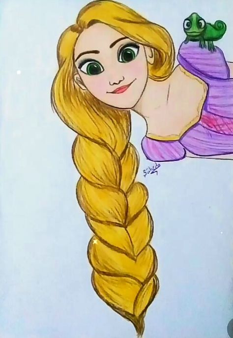 Rapunzel Sketch, Disney Princess Sketches, Animal Sketches Easy, Rapunzel Drawing, Easy Cartoon Characters, تزيين دفاتر, Princess Sketches, Easy Cartoon Drawings, Easy Love Drawings