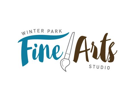 Winter Park Fine Arts Studio logo Fine Art Logo Design, Art Shop Logo, Art School Logo, Studio Names Ideas, Art Studio Logo Design, Artist Logo Ideas, Fine Art Logo, Art Studio Logo, Logo Academia