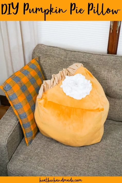 DIY Pumpkin Pie Pillow • Heather Handmade Pumpkin Pie Pillow, Pie Pillow, Diy Pumpkin Pie, Advanced Sewing Projects, Everything Pumpkin, Train Pumpkin, Halloween Sewing Projects, Halloween Craft Projects, Halloween Sewing