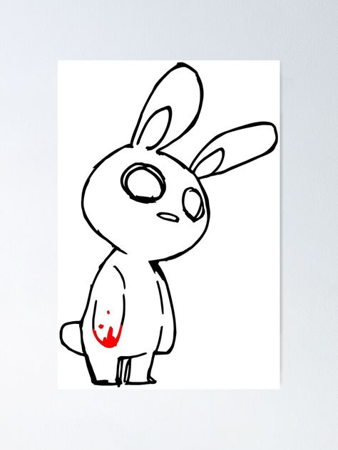 "Zombie Bunny" Poster by no-doubt | Redbubble Bunny Doodle Aesthetic, Cute Zombie Drawing, Zombie Doodle, Zombie Bunny, Bunny Poster, Creepy Drawings, Bunny Drawing, Dark Art Drawings, Mini Drawings