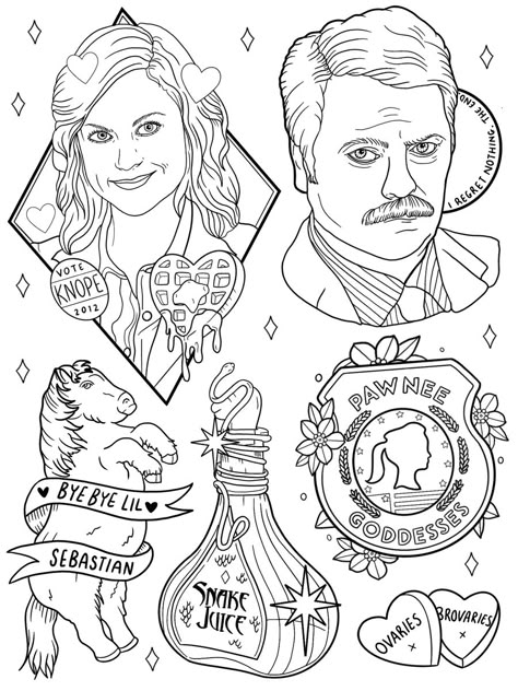 Parks And Recreation Tattoo, Cat Kingston Tattoo, Parks And Rec Tattoo, Rec Tattoo, Band Doodles, Cat Kingston, Miscellaneous Tattoos, Parks And Rec, Kawaii Tattoo