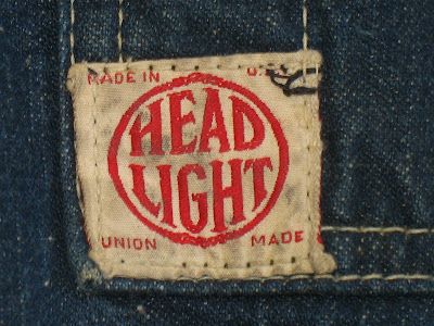 vintage workwear: Vintage HEADLIGHT Union Made Combination Denim & Hickory Stripe Work Coat Denim Brand Logo, Type Layout, Hang Tag Design, Workwear Vintage, Work Coat, Vintage Workwear, Indigo Denim, Painted Denim, Head Light