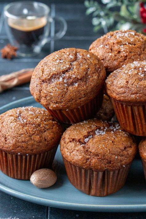 These gingerbread muffins are perfect for breakfast, brunch, or as a snack with your favorite warm drink, and savor the moment. Ginger Bread Muffins, Easy Healthy Muffins, Gingerbread Muffins Recipe, Moist Gingerbread, Grape Nuts Cereal, Buttermilk Muffins, Molasses Muffins, Gingerbread Muffins, Breakfast Muffin