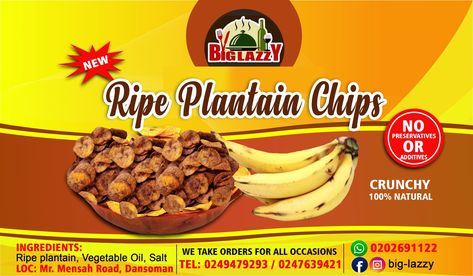 Plantain Chips Label Design, South Indian Snacks, Chip Packaging, Ripe Plantain, Chin Chin, Plantain Chips, Food Graphic Design, Sticker Template, Sticker Designs