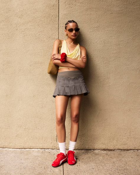 Kith Editorial for the PUMA Speedcat OG Puma Speedcat, Summer Monogram, Fitness Models Female, Red Sneakers, Sneakers Outfit, Sandals For Sale, Knitwear Tops, Baddie Outfits, Red And Black