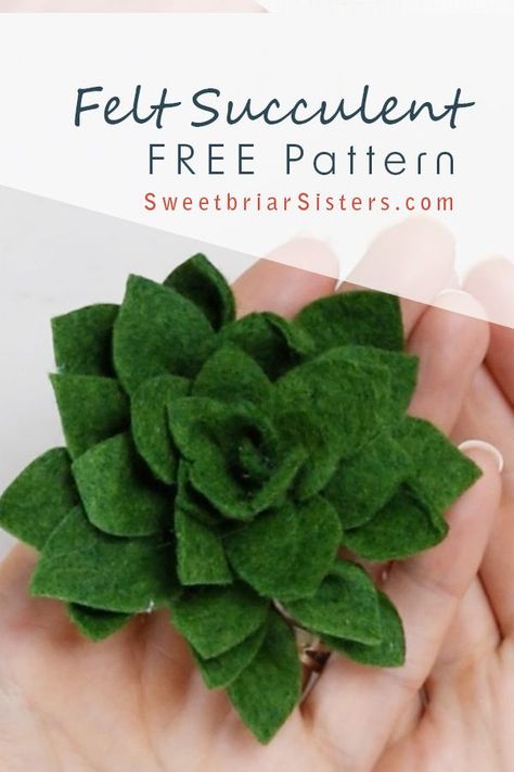 Felt Plant Ornament, Felt Succulent Pattern, Felt Succulents Template Free, Felt Succulents Template, No Sew Felt Crafts, Fabric Cactus, Felting Crafts, Felt Flowers Patterns, Wool Flowers