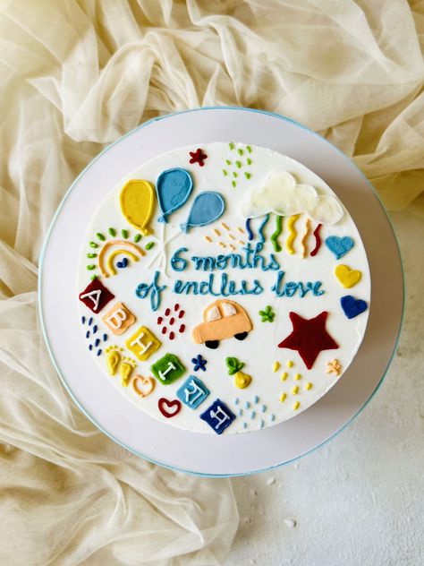 Half Month Birthday Cake, Half Birthday Cake Boy, Birthday Cake Boy, Half Birthday Cake, Half Birthday Cakes, Cake Boy, Dessert Table Decor, Half Birthday, Boy Birthday Cake