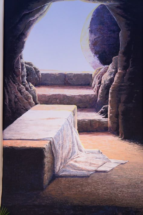 Ressurection Sunday Images, Easter Resurrection Scene, Jesus Tomb, Empty Tomb, Church Backgrounds, Resurrection Day, Resurrection Sunday, Jesus Christ Artwork, Easter Banner