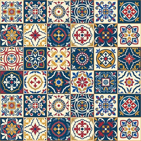 Moroccan Tiles Pattern, Moroccan Fabric, Pillow Slip Covers, Portuguese Tiles, Soyut Sanat Tabloları, Moroccan Tiles, Arts And Crafts Projects, Tile Art, Surface Textures