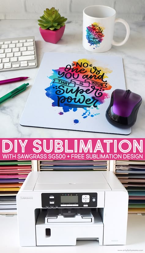 DIY Sublimation with Sawgrass SG500 #handmadewithJOANN #sublimation #freesublimation #freecutfile #diymousepad #diymug Teacher Gifts Sublimation, Sublimation Mouse Pad Ideas, Sawgrass Sublimation Printer, Sawgrass Sg500, Sublimation Mugs Ideas, Sublimation Ideas Projects, Sublimation Projects, Sublimation Designs Free, Sublimation Ideas