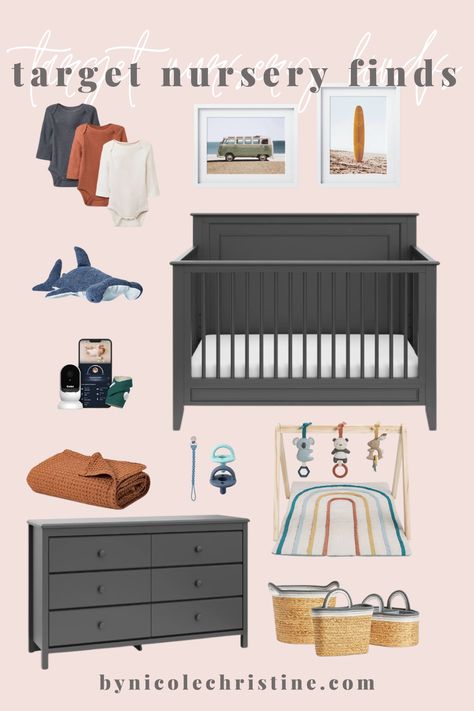 Nursery Ideas from Target, nursery furniture and decor finds Newborn Room Target, Target Nursery Ideas, Target Nursery Boy, White Nursery Furniture Target, Black Furniture Nursery Target, Target Crib, Target Nursery, Target Shop, Target Baby