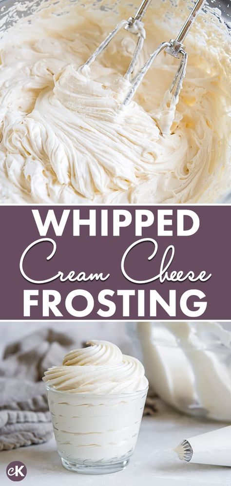 This Whipped Cream Cheese Frosting is perfect for cakes, cupcakes and all of your favorite desserts! Sweet and deliciously fluffy, this will be your new go-to frosting.