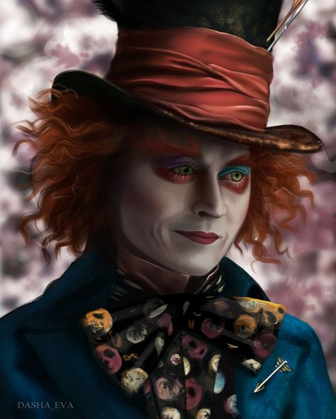 Mad Hatter Tim Burton, Tim Burton Mad Hatter, Mad Hatter Drawing, Tarrant Hightopp, Mad Hatter Disney, Mad Hatter Outfit, Johnny Depp Mad Hatter, Hatter Alice In Wonderland, Johnny Depp Movies