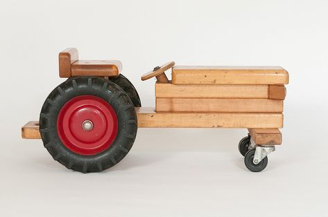 Vintage Wood Tractor Ride-On Toy by Community Playthings | Flickr - Photo Sharing! Wood Tractor, Wooden Ride On Toys, Diy Outdoor Toys, Wooden Tractor, Community Playthings, Wood Cart, Halloween Furniture, Wood Bike, Firestone Tires