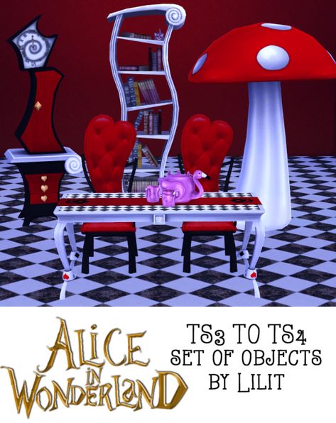 Lilit's Creative World Sims 4 Alice In Wonderland Cc, Sims 4 Alice In Wonderland, Ts3 To Ts4, Ts4 Mod, Mushroom Wonderland, Sims 4 Afro Hair, Sims 4 Controls, Sims Outfits, Furniture Cc