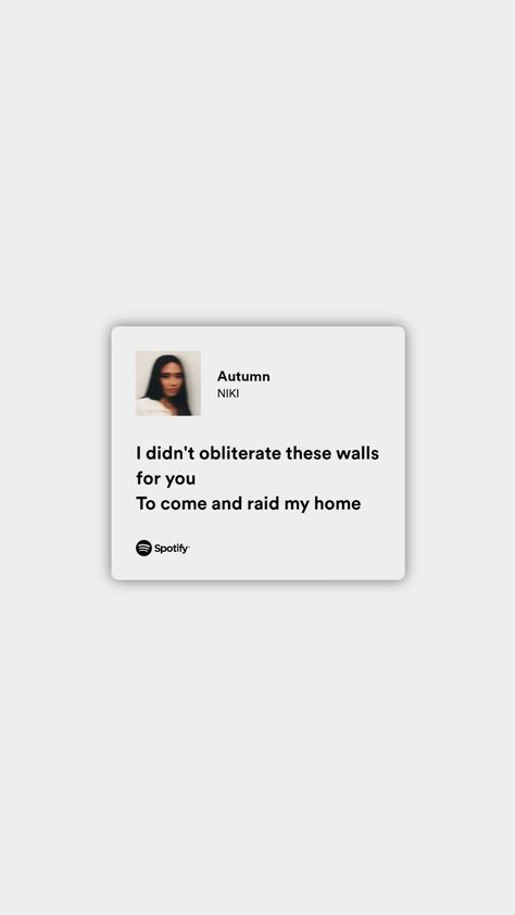 relatable spotify lyrics from niki nicole zefanya I Like U Niki Spotify, Niki Zefanya Lyrics Quotes, Niki Lyrics Quotes, Niki Zefanya Songs, Niki Zefanya Lyrics, Niki Zefanya Wallpaper, Niki Lyrics, Autumn Lyrics, Niki Zefanya