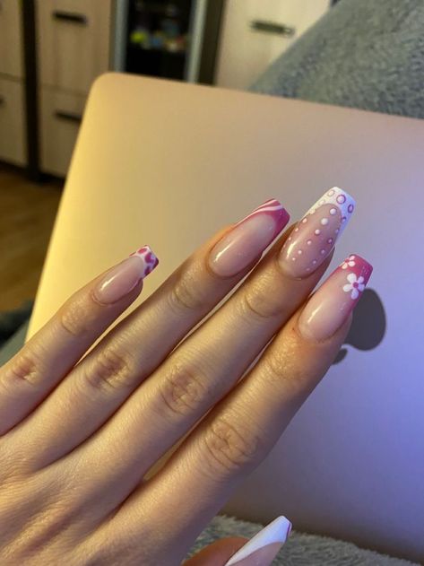 Nail Ideas Crazy, Nails French Color, Crazy Nails Ideas, Colorful French Nails, Crazy Acrylic Nails, Wow Nails, Vibrant Nails, Simple Acrylic Nails, Glow Nails