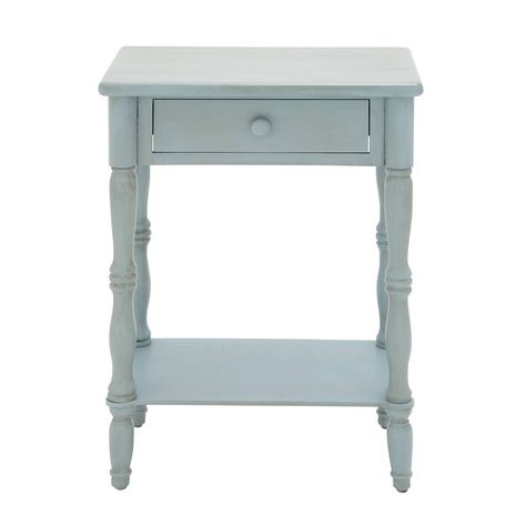 2.5ft. Aquamarine Wood Farmhouse Accent Table | Michaels Wooden Accent Table, Blue Side Table, Wood Accent Table, Wooden Nightstand, Bleu Pastel, End Tables With Storage, Wood Nightstand, Blue Wood, Drawer Nightstand