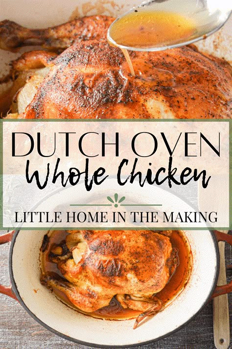 Boiled Whole Chicken Recipes, Oven Whole Chicken, Dutch Oven Whole Chicken, Whole Chicken Recipes Oven, Dutch Oven Recipes Cast Iron, Whole Baked Chicken, Dutch Oven Chicken, Comforting Dinner, Oven Chicken Recipes