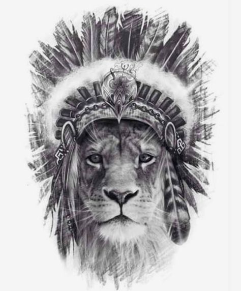 Lion Head Dress Tattoo, Herren Hand Tattoos, Headdress Tattoo, Tier Tattoo, Native American Tattoos, Native Tattoos, Lion Head Tattoos, Forarm Tattoos, Leo Tattoos