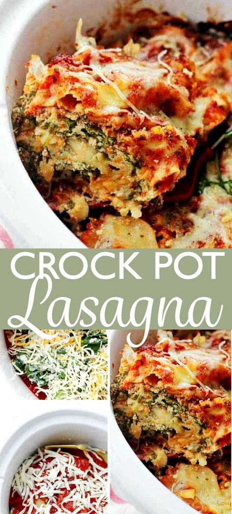 Feta Lasagna, Lasagna Spinach, Pot Lasagna Recipe, Crock Pot Lasagna, Crock Pot Lasagna Recipe, Resep Pasta, Crockpot Lasagna, Vegetarian Crockpot Recipes, Pot Lasagna