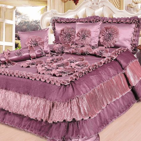 Found it at Wayfair - Napa Valley 6 Piece Comforter Set Mauve Bedding, Bedroom Comforters, Ruffle Comforter, Purple Comforter, Luxury Comforter Sets, Whirlwind Romance, Bedroom Bedding Sets, Classic Glam, Bedspreads Comforters