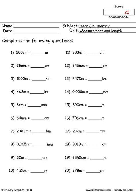 PrimaryLeap.co.uk - Measurement and length Worksheet Length Worksheet, Year 6 Maths Worksheets, Konversi Satuan, Capacity Worksheets, Homeschool Worksheets Free, Grade 6 Math Worksheets, Free Worksheets For Kids, Measurement Worksheets, Grade 6 Math