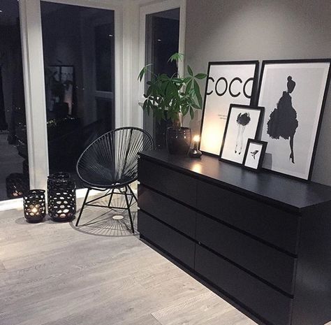 Black Malm Bedroom Ideas, Interior Design Portfolio Layout, Black Bedroom Decor, Best Living Room Design, Luxury Room Bedroom, Ikea Home, Amazon Home Decor, Lovely Home, Luxury Rooms