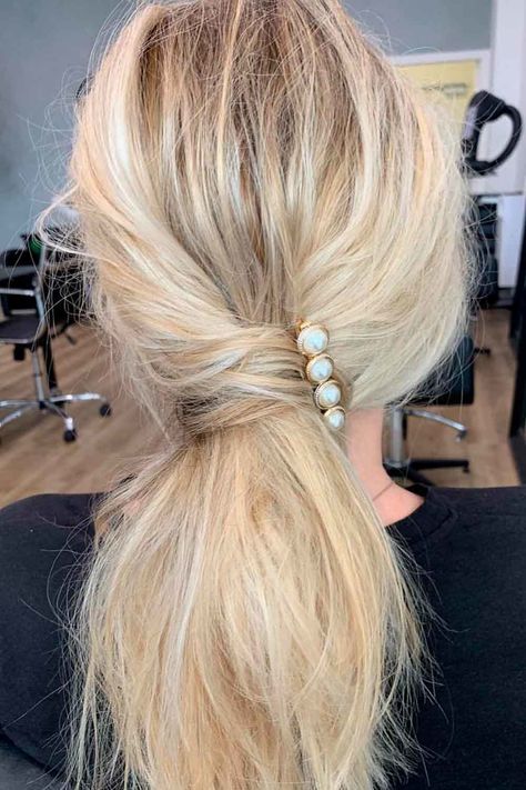 Barrettes Hairstyles, Barettes Hairstyles, Hair Barrettes Hairstyles, Hairstyles With Barrettes, Ponytail Hairstyles Easy, Hair Upstyles, Work Hairstyles, Hairdo For Long Hair, Hairstyles Easy