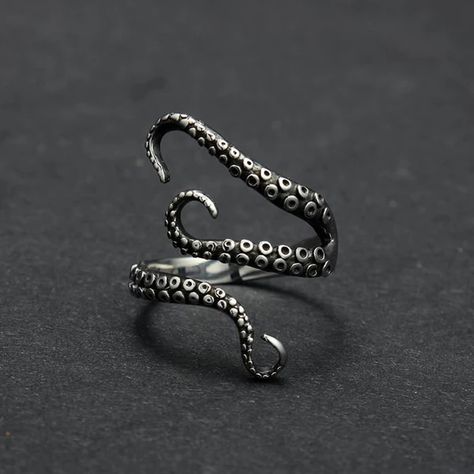 Kraken - The Octopus Ring – Sugar & Cotton Tentacles Ring, Octopus Ring, Gothic Engagement Ring, Travel Booking, Ocean Inspired Jewelry, Booking Sites, Finger Rings, Fashion Ring, Gothic Jewelry