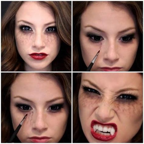 Eye Veins, Hallowen Schminke, Vampire Halloween Makeup, Diy Vampire, Vampire Makeup Tutorial, Vampire Diaries Makeup, Vampire Makeup Halloween, Make Up Diy, Scary Vampire