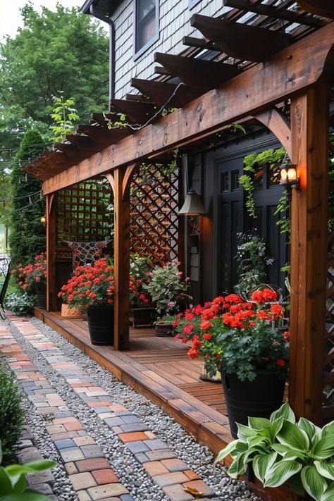 Trellis Patio, Balcony Ideas On A Budget, Backyard Sanctuary, Trellis Ideas, Backyard Plan, Diy Trellis, Craftsman Exterior, Outdoor Living Design, Rock Garden Landscaping