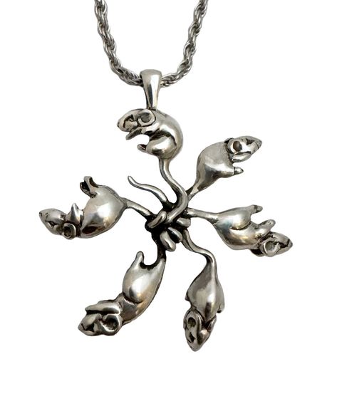 Get your Rat King Necklace in Silver Tone, Gold Tone, Sterling Silver, or Gold Plate (14K over sterling silver) AND solid 14K Gold. More product details can be found in the Materials and Dimensions sections below this description. Whether you have a penchant for nature's peculiarities or an eye for odd jewelry, our Rat King Necklace delivers for your unconventional style. This necklace was inspired by a fascinating natural phenomenon. A rat king found in nature (yes, it's a real thing!!), is a r Isopod Jewelry, Gold And Silver Jewelry Together, Rat Necklace, Rat Jewellery, Odd Jewelry, Rare Phenomenon, Can Jewelry, Teeth Necklace, King Necklace