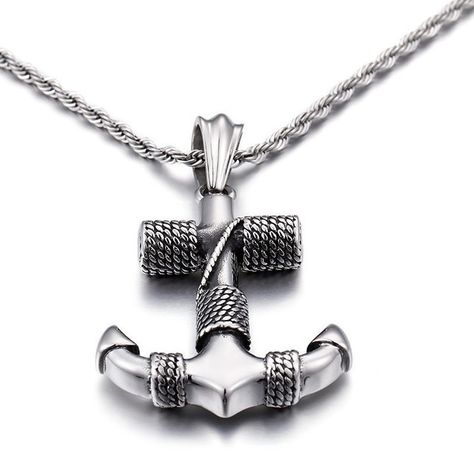 Introducing our ruggedly chic Distressed Boat Anchor Pendant Accessories Men's Necklace - a nautical statement piece for the modern man! Set sail in style for $15.99. Distressed Boat Anchor Pendant Accessories Men's Necklace - $15.99 Tap the link in our bio to shop now! #SeasonsChange #decor #Seasonal #trending #NauticalStyle #MensFashion #StatementPiece #Accessories #AnchorNecklace #SetSailInStyle Sailor Accessories, Mens Necklace Personalized, Men Chain, Wood Gift Box, Anchor Pendant, Anchor Necklace, Mens Necklace, Retro Punk, Punk Jewelry